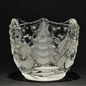 GORHAM Holiday Traditions Snowy Sweethearts Crystal Votive Candle Holder‎ 3-1/2"